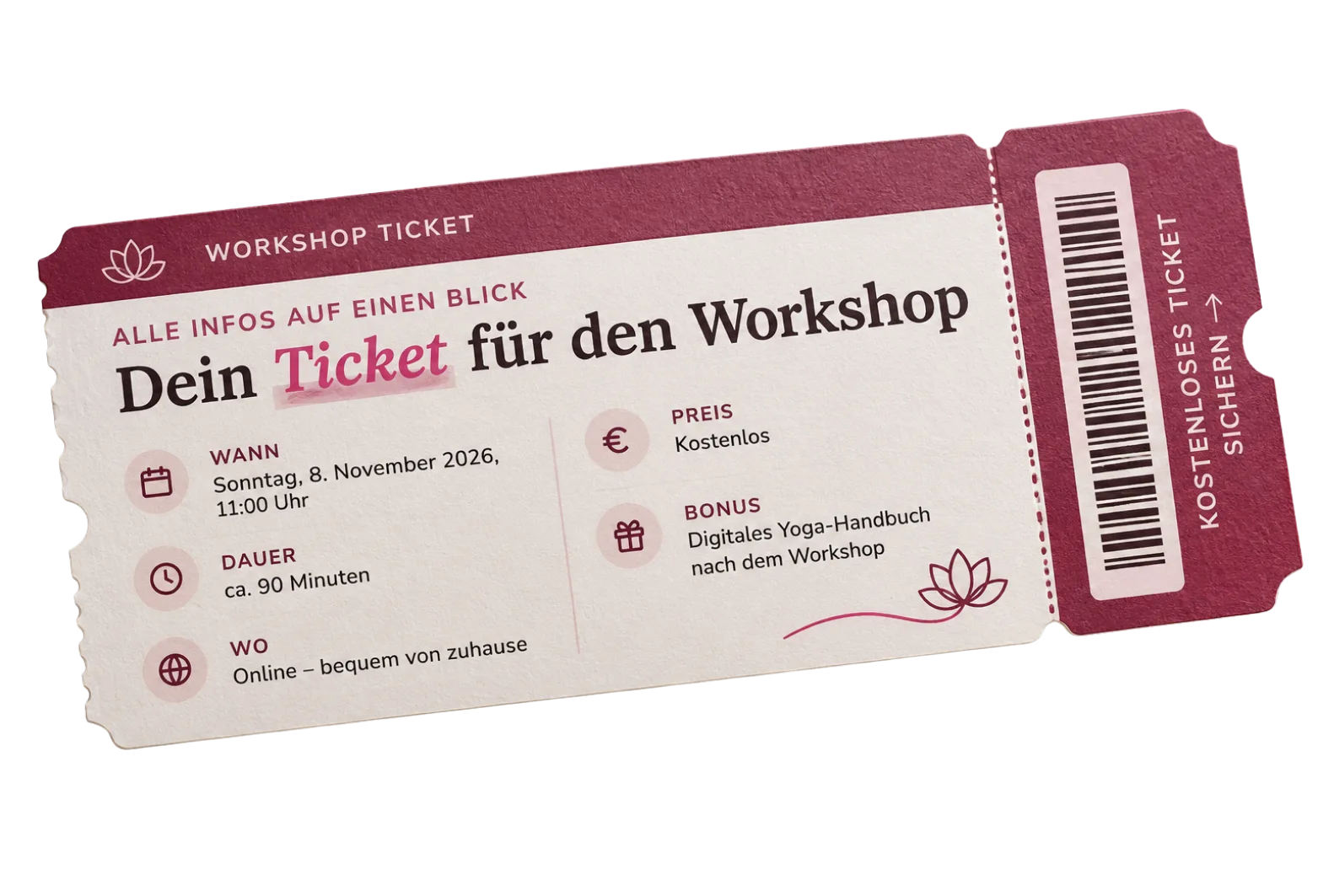 Workshop-Ticket: Sonntag, 8. November 2026, 11 Uhr, online, kostenlos, Bonus: digitales Yoga-Handbuch